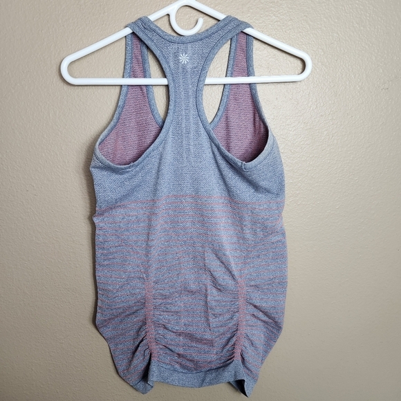 Athleta Fastest Track Grey w/Orange Stripes Racerback Tank Top |S| - Picture 4 of 5